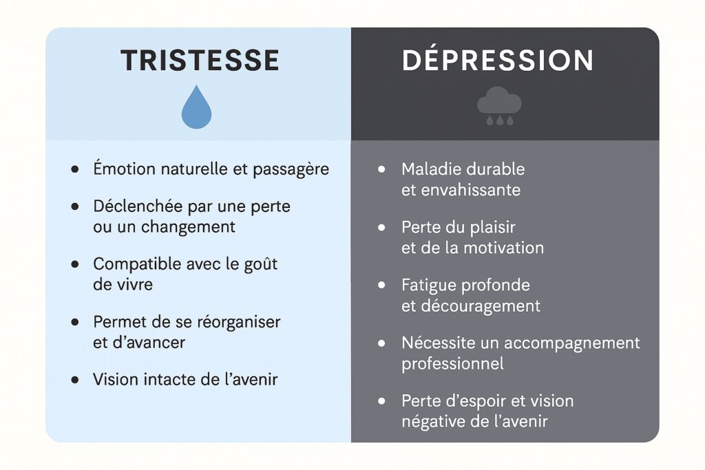 Comparatif tristesse vs dépression